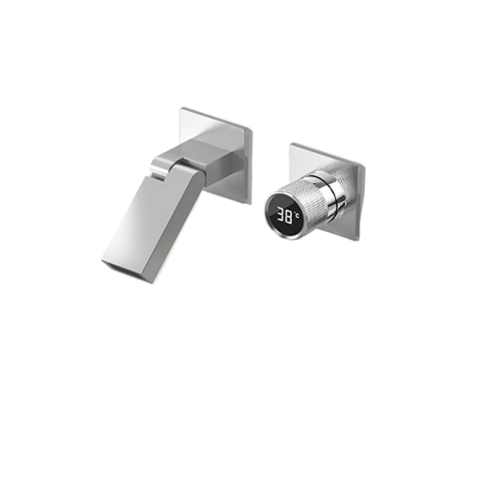 Wall Mounted Brass Bathroom Faucet, LED Display Embedded Sink Mixer Tap, Premium PVD Finished,Safe and Reliable(Plating)