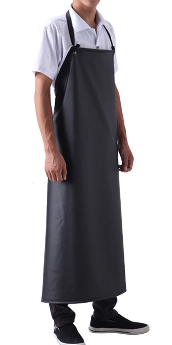 Yuaxme Waterproof Rubber Apron Heavy Duty Vinyl Apron Industrial Apron for Dishwashing, Lab Work, Butcher (43 x 32 inch, A-Black)