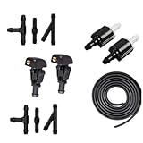 Windshield Washer Spray Nozzles replacement kit for Ford F150 E150 E250 E350 Taurus Flex Expedition Crown Mercury; Windshield water jet accessories (2pcs sprayers, fluid hose, check valves)