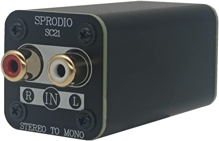 SPRODIO Single Stereo to Mono Converter, RCA L/R Audio Adapter Stereo to Mono summing Cable Adapter SC21