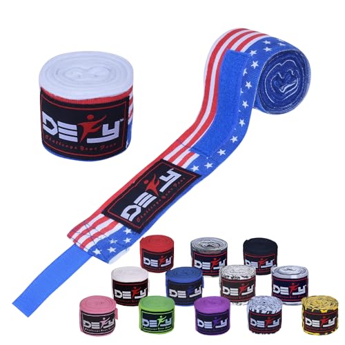 DEFY Professional 180 Inch Hand Wraps for Boxing Muay Thai MMA Elastic Bandages for Men & Women...