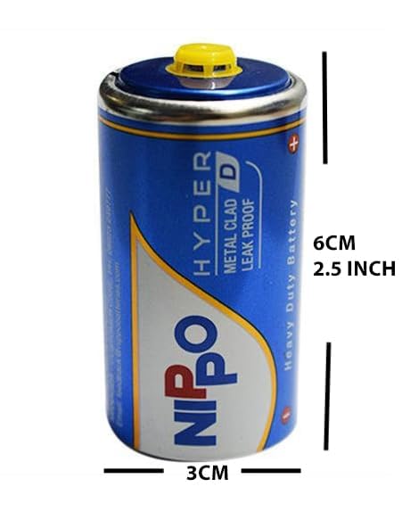 Image of Grow Avadh Hyper D Battery 1.5V (R20P UM-1U) | Heavy Duty D Cell Battery for Radio, LPG Geyser & Torch Light | Long-Lasting Power | Pack of 2