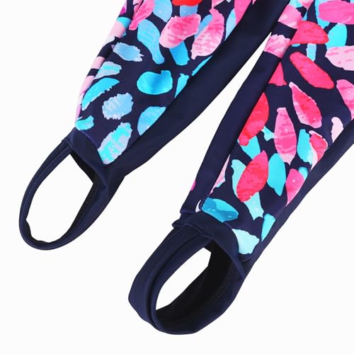 Image of TFJH E Girls Long Sleeve One Piece Swimsuit UPF 50+ Front Zipper Rash Guard Stirrup for Beach