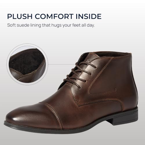 Image of Holy dove Mens Dress Boots Leather Oxford Chukka Boots | Hi-Poly insole,non-slip rubber outsole, business formal, ankle-high chukka Oxford style