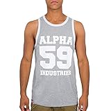Flaggenlabel am rechten Saum ALPHA INDUSTRIES Herren 59 Tank Unterhemd, Erika-Grau, M