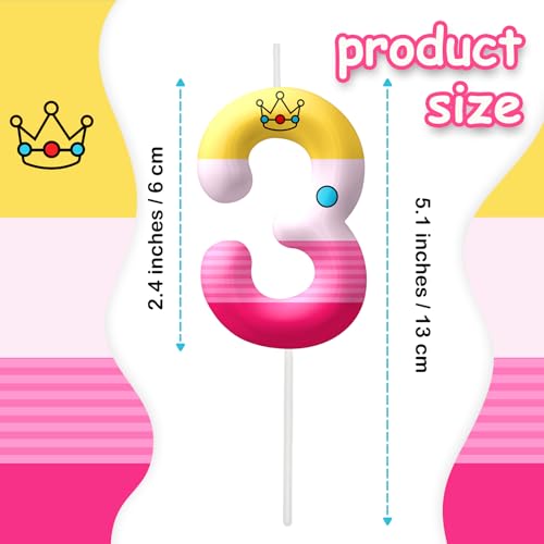 Image of Pink Cartoon Birthday Candles, Number 3 Candle Pink Themed Birthday Party Supplies, 2.4 inch Birthday Candles for Cake Topper Party Decorations, Birthday Decorations for Boys Girls (Number 3)