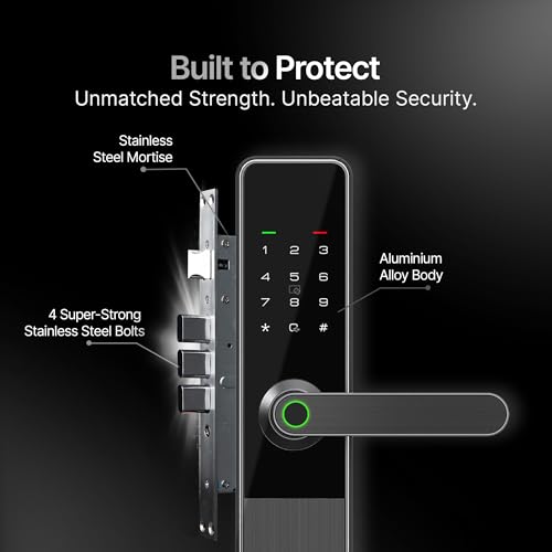 Image of QUBO Smart Door Lock Optima from Hero Group | 4-Way Unlocking | 4 Bolts | Fingerprint | RFID Access Card | Passcode | Key | 2-Year Warranty | Free Installation