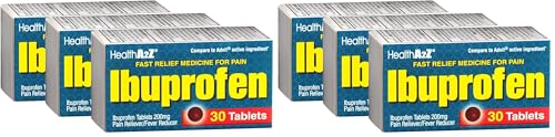 Image of HealthA2Z Ibuprofen 200mg | Pain Relief | Body Aches | Headache | Arthritis | Cramps | Back Pain | (30 Counts Pack of 6)
