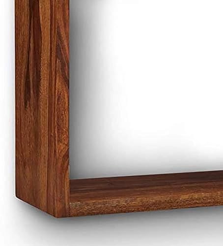Image of HITHOS Solid Sheesham Wood Wall Mounted Book Shelf | Floating Wooden Wall Rack for Living Room, Office and Bathroom | Display Shelf for Home Decor (Honey Finish)