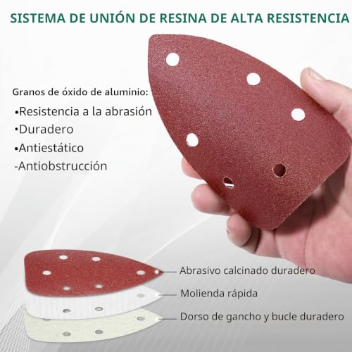 Miniatura 4 de Hychika Lijas Para Lijadora, 60 Piezas 140 X 80 Mm 6 Agujeros, Gancho Y Bucle, Grano 60 80 100 120 180 240, Compatible Con Hychika 140w Lijadora, Número Modelo: Tx104
