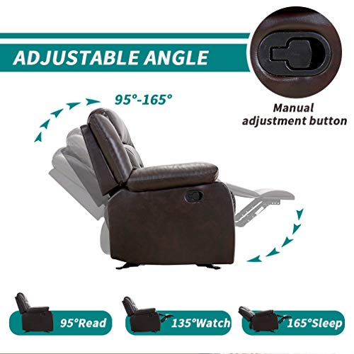 Image of Recliner Chair Set Manual Recliner PU Leather Sofa and Couch Theater Seating Motion for Home Living Room (Love Seat, Brown)