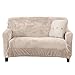 Great Bay Home Original Velvet Plush Stretch Love Seat Slipcover. Strapless Loveseat Cover, Furniture Protector for Loveseat, Soft Anti-Slip, High Stretch (Love Seat, Silver Cloud)