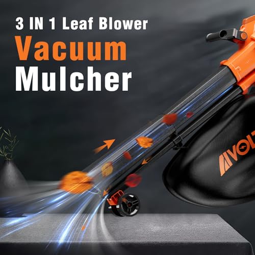 AIVOLT Cordless Leaf Blower Vacuum Mulcher with 40L Bag, 3 in 1 Battery Powered Leaf Blower 40V, 160MPH Air Speed, 4 Speed Modes, with Shoulder Strap, Suitable for Lawn Care, Yard Cleaning