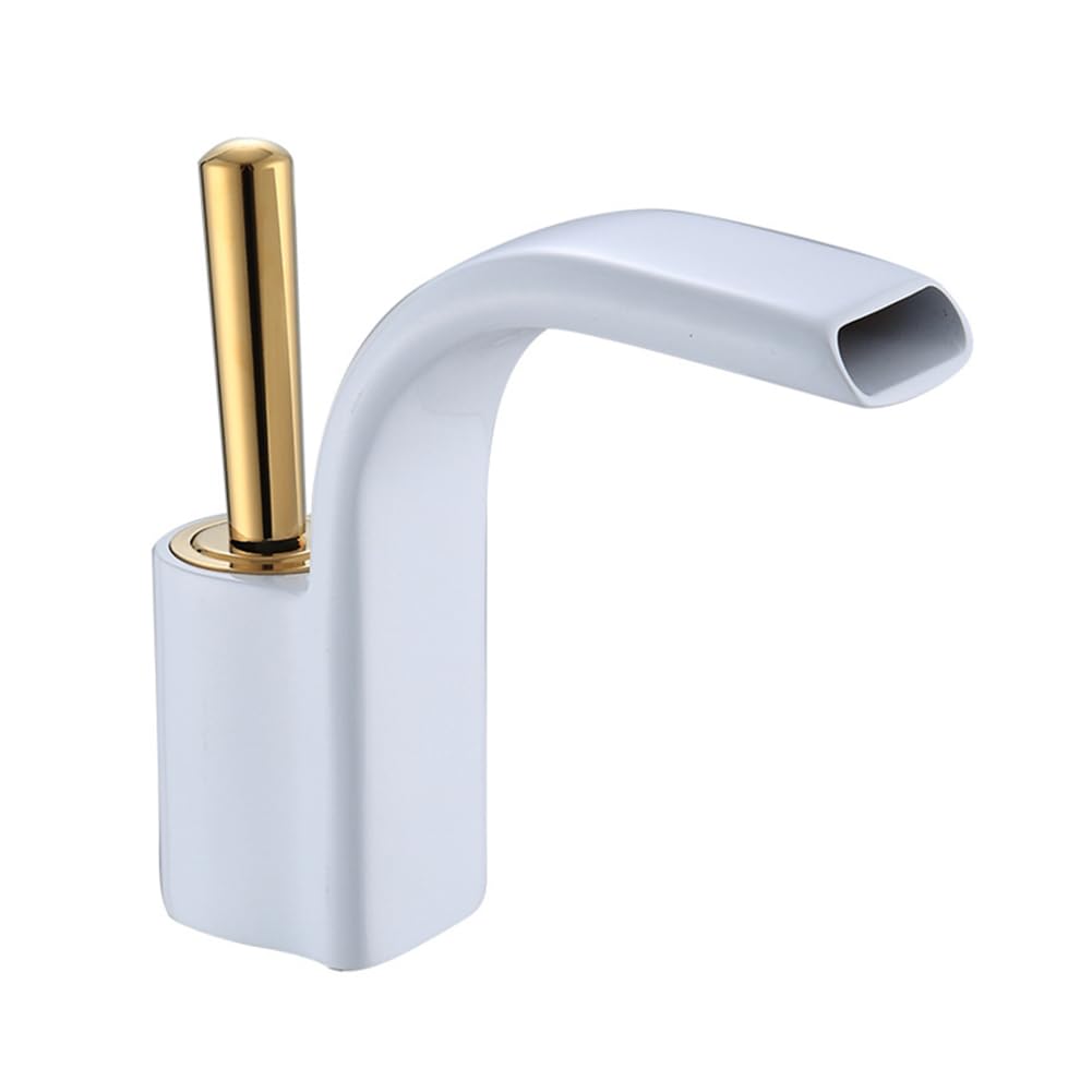 Mitigeur lavabo cascade en laiton blanc pour eau chaude et froide