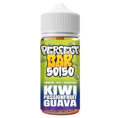 Kiwi Passion Fruit Guava - PERFECT BAR 50/50 Disposable Style Juice | Best Premium e Liquid | Bar Juice 100ML for E-Cigarettes - All Day Vape Liquid 50vg 50pg - E-Cig Gift - No Tar (0MG)