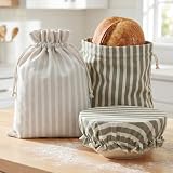 KIBAGA Beautiful Linen Bread Bag Set and Proofing Cover For ...