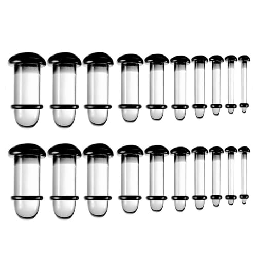BOKABOO 14g-2g Glass Ear Plugs Gauges, Black, Pain-Free 0.5mm Increments Dead Stretching Ear Stretching Kit, Comfy & Crazy Domed Body Piercing Jewelry for Women & Men by BOKABOO - Used condition - US$26.09