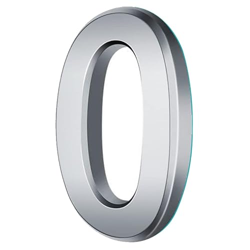 3D Numéro de maison,numéro de maison autocollant,Numéro de Rue, pour porte,boîte aux lettres,Numéro de Rue Argent (numéro 0 Zéro)