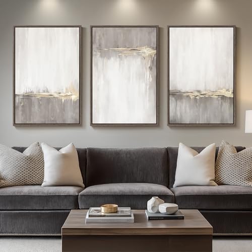 Large Framed Grey White Gold Abstract Wall Art for Living Room, 24x36 Inch by mxart - Used condition - Image 9