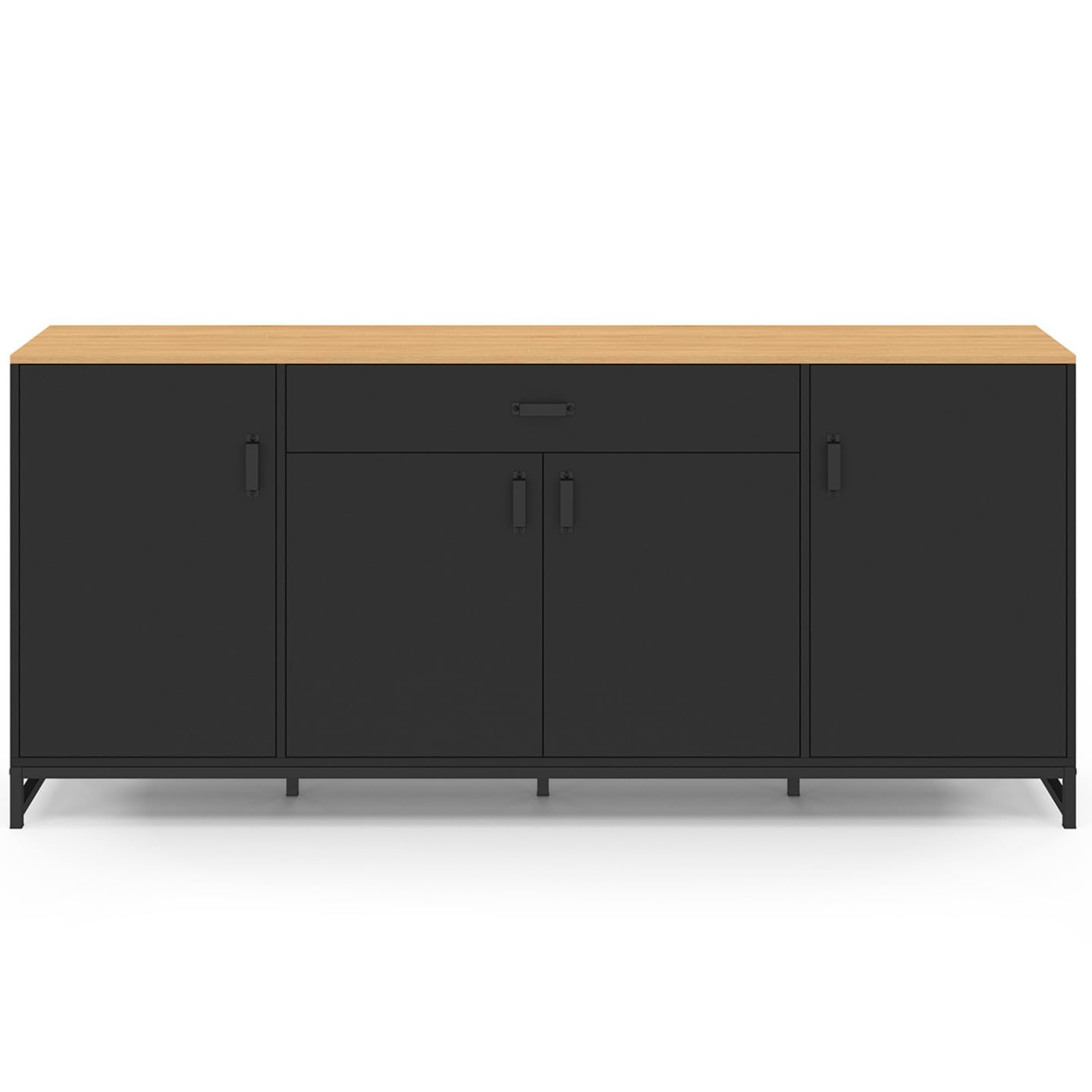 IDMarket - Aparador Washington XXL de 180 cm con 4 puertas y 1 cajón, madera y negro