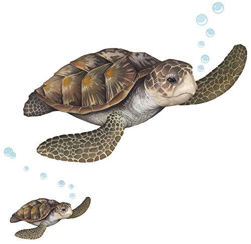 Sea Turtle Wall Decals For Kids Room Decor Bundle Under The Sea Decoration Wall Stickers, Underwater Ocean Tortoise Beach Art For For Boys Girls Bathroom Bedroom Playroom #TOP8