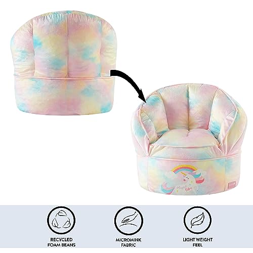 Idea Nuova Unicorn Round Bean Bag Chair for Kids, Ages 3+, Large