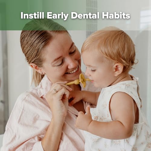Image of haakaa 360 Baby Toothbrush with Suction Base - Mustard