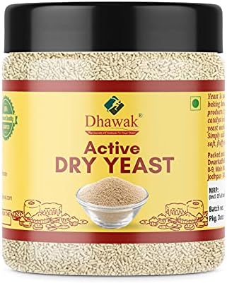 Dhawak Active Dry Yeast Powder|Best Used for Baking, Bread, Cake, Pizza Making and Dough|300gms|Jar Pack|