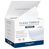 Clean Skin Club Clean Towels XL®, 100% USDA Biobased Face Towel, Disposable Face Towelette, Eczema Association Accepted, Makeup Remover Dry Wipes, Ultra Soft, 1 Pack, 50 Ct