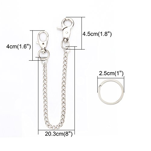 Wisdompro Keychain, Stainless Steel Key Clip And 8 Inch Wallet Chain Pocket Keychain With Keyrings And Lobster Clasp For Keys, Belt Loop, Wallet, Pants, Jeans And Handbag - Silver #TOP7