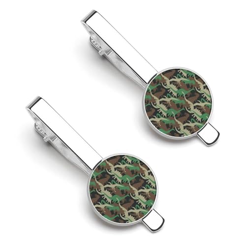 ネクタイピン 2枚セット 恐竜柄 迷彩 タイクリップ おしゃれ お洒落 衣装アクセサリー ビジネス 日常仕事 結婚式 冠婚 記念日 卒業式 入学式 プレゼント