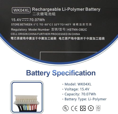Image of WK04XL Laptop Battery Compatible for HP OMEN 16-b 16-c Victus 16-e 16-d 15-f Series Victus 16-D0001UR 16-D0023DX 16-E0005UA 16-D1113TX HSTNN-IB9V HSTNN-WB0B HSTNN-OB2C M38822-1D1