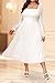 Plus Size White Dress Bridal Shower Graduation Wedding Guest Gold Dots Long Sleeve Smocked Chiffon Midi Dresses