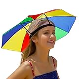 dinghaole Portable Umbrella Hat for Adults - Lightweight (80g) Sun Shade Hat with Elastic Band, Watermelon Color, 32cm/12.5" Diameter - Ideal for Fishing, Hiking, Outdoor Activities - Image 3
