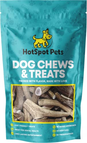 Hotspot Pets Premium Split Elk Antlers For Dogs - 7 Inch Large Antler Dog Chews (2 Pack) Naturally Shed Antler Bone For Large Breed Aggressive Chewers - Made In Usa - Promotes Dental Hygiene #TOP7