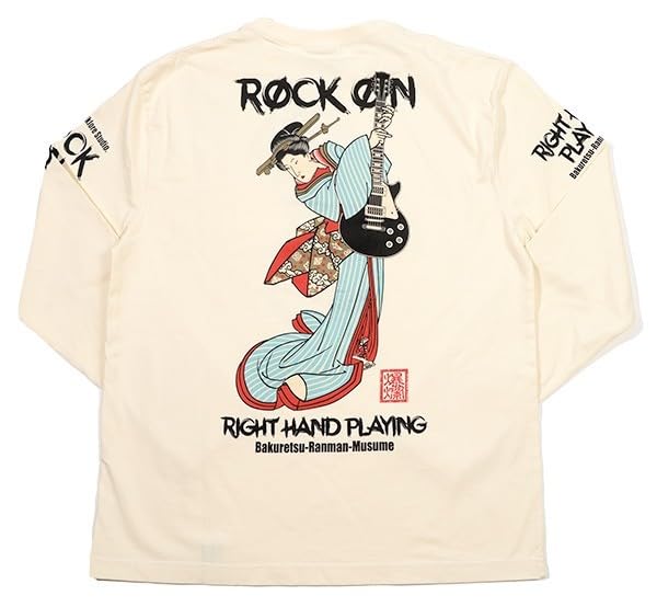 Amazon.co.jp: 爆裂爛漫娘/ギター芸者/ロンT/ホワイト/M/RMLT-329/エフ  