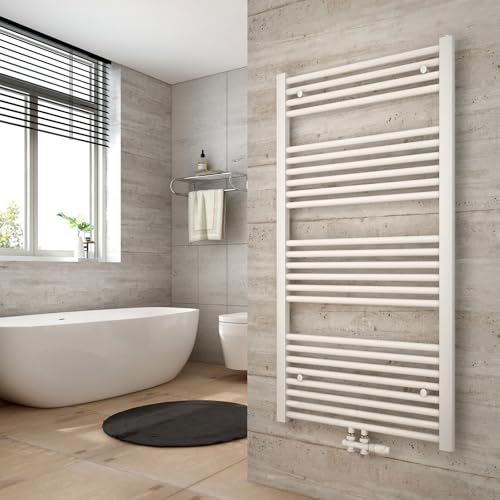 Heilmetz Weiß BadHeizkörper 60 x 120 cm Handtuchtrockner Bad-Heizkörper Handtuchheizkörper Mittelanschluss Heizung 598 Watt Leistung Handtuchwärmer