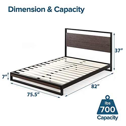 Zinus Suzanne 37 Inch Bamboo And Metal Platform Bed Frame, Solid Steel Construction, No Box Spring Needed, Wood Slat Support, Easy Assembly, Grey Wash, King #TOP2