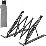 GcwJovialite Laptop Ständer, Höhenverstellbar & Faltbar, Aluminium Notebook Halterung mit Belüftung für 10-17 Zoll MacBook/Dell/HP, Schwarz
