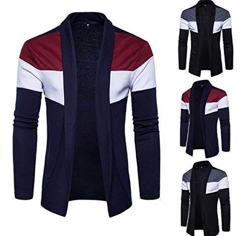 Casaco Trench Coat Jaqueta Estilo Quimono Slim (Azul/Vermelho, G)