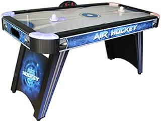 Hathaway Vega 5-ft LED Arcade Air Hockey Table with Electronic Scorer, LED Pucks and LED Strikers, Indoor Family Recreation Game Room,Blue / Black