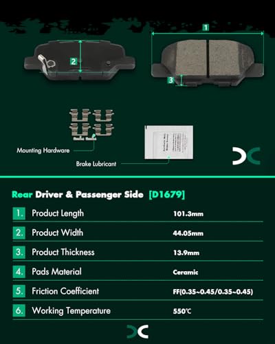 Image of SCITOO D866 D1679 Front and Rear Ceramic Disc Brake Pad Set 8PCS w /Hardware Fit For Mitsubishi For Outlander 2014-2020,For Outlander Sport 2016-2024