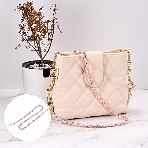 Sangle de chaîne de sac à main de rechange anse plate rose argenté 81cm
