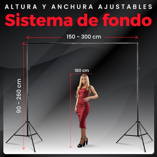 PIXETOOL - Kit de Fotografía – Fondo Fotografia – Green Screen – Soporte de Fondo – Fondos Fotografia Estudio - con 2 Softbox, Iluminación Continua, Bombillas, Sistema de Soporte - imagen 5