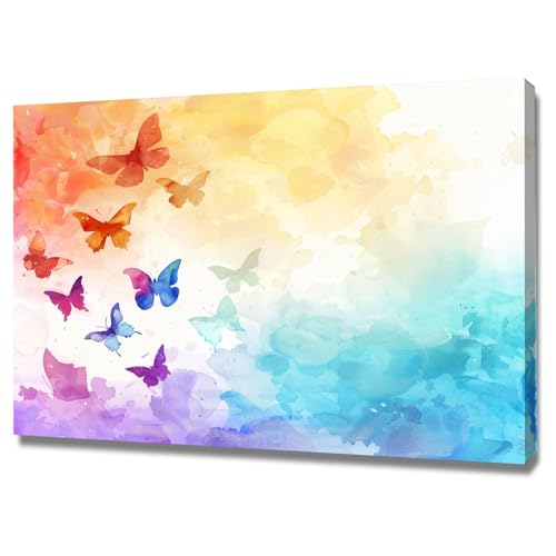 Tableau salon papillon abstrait 60x80cm WODJEM encadré decoration murale moderne