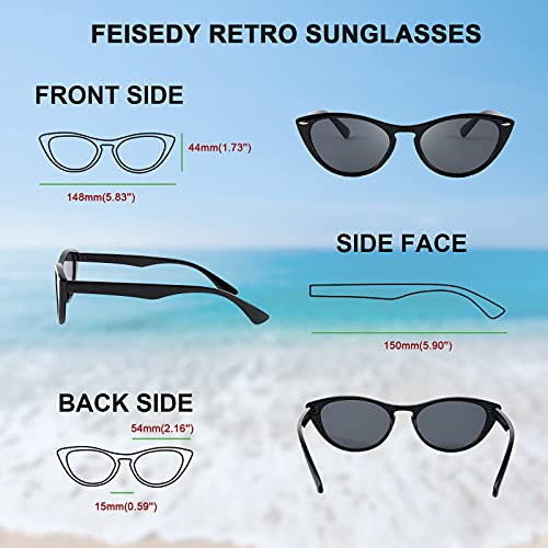 FEISEDY Retro Cat Eye Sunglasses Women Men Vintage Small Cateye UV400 Sunglasses B26172