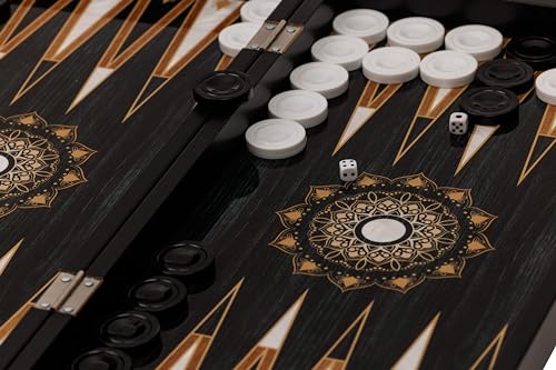 HBS GAMES Midnight Pearl Design Backgammon Brettspiel 48 Zentimeter aus Holz mit Acryl-Spielsteinen Freunde und Erwachsene