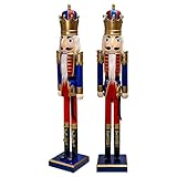 Set of 2 Giant Nutcracker King Statues β 5' Tall Lifesize Christmas Decor β Large Indoor/Outdoor Holiday Figures β Regal Nutcracker Ornaments for Front Porch, Entryway, or Garden Display
