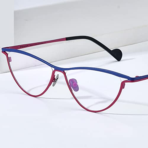 Image of FONEX Colorful Pure Titanium Glasses Frame Women Retro Round Eyeglasses