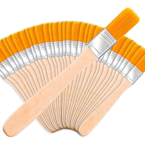 LUNEKUCK Kleine Pinselset 30 STK. Malerpinsel 1,4cm Pinsel flach Lackpinsel Farbe Streichen Pinsel 13cm lang Fensterpinsel Flachpinsel mit Holzgriff Lasurpinsel für Kunst Malerbedarf Malerei DIY Cover